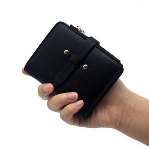 Portfy 2022 Przyjazd Mini Kobiety Portfel Moda Solid Color Małe Zipper Dziewczyny Clutch Torebka Moneta Uchwyt Karta Carteras