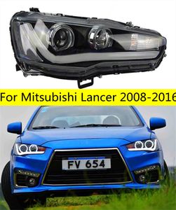 Faróis de led para mitsubishi lancer farol led 2008-16 lancer-evo drl bi-xenon feixe de luz de sinal de volta