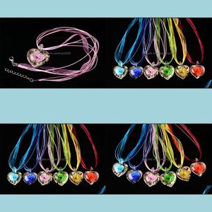 Pendant Necklaces Pendants Jewelry Fashion Wholesale 6Pcs Handmade Gold Dust Murano Lampwork Glass Mixed Color I Dhx2H