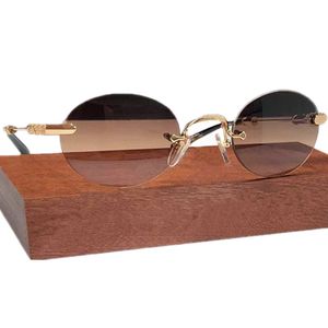 Lux desig Retro-Vintage Round Rimless Frame Sunglasses UV400 SILV Fashion Ultralight Titanium Usisex Plano Goggles 52-25-140 for Prescription Fullset Case