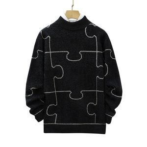 Suéteres masculinos Sweater de malha grossa de inverno de alta qualidade pullover de moda escovada casual casual