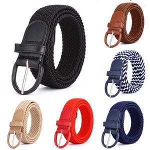 Belts Men Women Elastic Stretch Waist Belt Black Canvas Braided Woven Leather Wide Metal Men's BeltsBelts Emel22