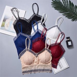 Gumprun Sexig spetsar Bras Girls Hollow Push Up Bralette BRALETTE Sömlös trådlös tunn underkläder Underkläder Soft Bras för kvinnor T200609