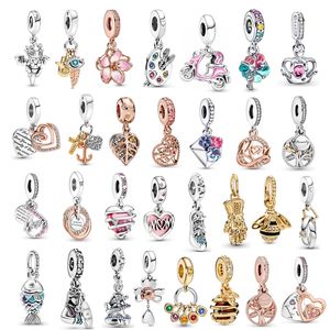 Autentyczne 925 Sterling Silver Charms Fit Pandora bransoletki naszyjniki Pandents dla kobiet DIY Making luksusowa biżuteria na prezent z oryginalnym pudełkiem