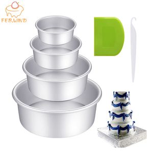 Fixed Loose Bottom Round Cake Mold Aluminum Pan Set 6 8 9 10 Inch Baking With Bowl Scraper and Stripping 0059 220601