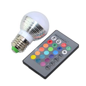 1Pcs 3W 5W 7W 10W RGB Decoration LED Bulb E27 GU10 AC 110V 220V LED Lamp with 24keys Remoter Dimmer Colorful Night lighting free ship D2.5