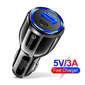 Caricabatteria da auto USB-C tipo C ad alta velocità da 3,1 A a doppia porta PD 18 W Caricabatterie per auto Adattatori AutoPower per Ipad Iphone 7 8 plus x xr 13 Samsung htc telefono Android gps