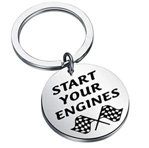Keychains Race Day Keychain Gift Street Racing Start Your Engines Checkered Flag Jewelry Car Drag GiftsKeychains