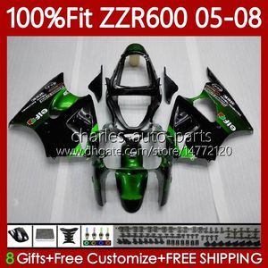 100 Fit Fairings For KAWASAKI NINJA CC ZZR CC Bodywork No ZZR600 Green black ZZR Injection Mold Body Kit