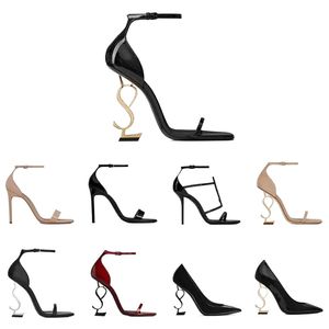 projektant wysokich obcasów Paris metalowe litery Sandały Kobiety sukienki buty seksowne otwarte palce kapcie modne skórzane sl pompki imprezowe sandał ślubny