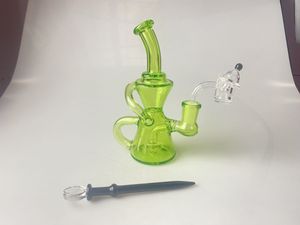 Transparent recycler glass hookah, carta oil rig pipe,blue or green, 14mm joint, price concessions, welcome to order