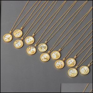 Pendant Necklaces Pendants Jewelry Oofoo Store2022 Constellation Zodiac For Women Antique Style Dh6Cv