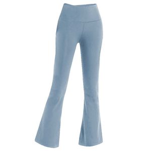 L-06 Pantaloni svasati da yoga a vita alta da donna Pantaloni sportivi a gamba larga Tinta unita Fianchi sottili Collant da ballo larghi Donna Palestra Leggings taglie forti Pantaloni sportivi da corsa 001