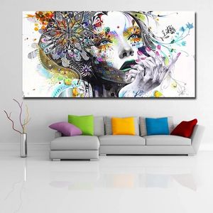 Linda menina Flor Flower Modern Canvas Pintura de pôsteres e impressões de arte de parede imagens abstratas para o quarto decoração de casa cuadros