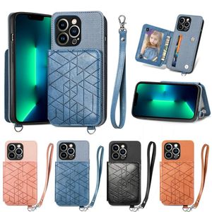 Figura geometrica Portafoglio Porta carte Custodie in pelle Cavalletto antiurto per iPhone 13 12 11 Pro X XS Max XR 8 Plus Samsung S21 FE S22 Ultra A12 A22 A32 A42 A52 A72 A21S