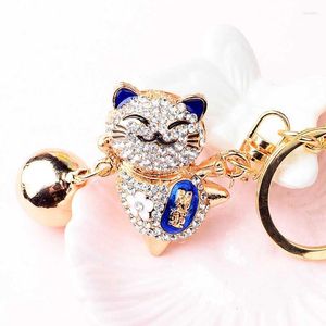 Corrente Chave Do Sino venda por atacado-Chaves de chave de chave de cristal de chaves de cristal Big Bell sell strass japonês Lucky Cat Key Chain GirlkeyChains