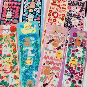 Подарочная упаковка корейский дневник DIY милый канцелярские канцелярские товары наклейки с красочной цветочной лентой ленты Kawaii Laser PVC ScrapBooking Deco Stickergift концерт