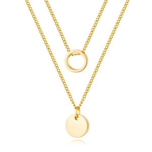 Подвесные ожерелья моды золотой цветовой цепь, наложенные для женщин Кпоп из нержавеющей стали круглый эстетический биджоу