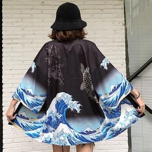 レディーストップスとブラウス原宿川のシャツ日本のストリートウェア服装キモノカーディガン女性浴衣ブラウス女性AA001 220402
