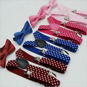Bow Ties Suspender And Tie Sets For Kids Baby Boy Girls Children Formal Party Polka Dot 2Pcs Combo Set LotBow