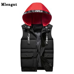 Arrival Spring Winter Warm Hat Detachable Men Vest Sleeveless Casual Jacket Coat for Men Big Size S4XL Unisex Waistcoat 201114