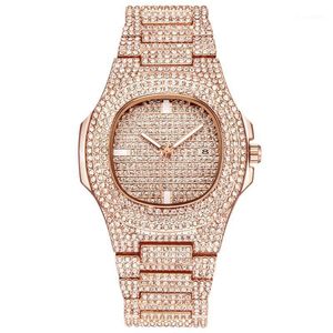 Orologi da polso Drop ICE-Out Bling Diamond Luxury Watch Uomo Oro Hip Hop Donna Orologi al quarzo Acciaio inossidabile Relogio