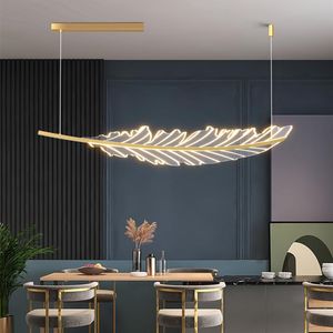 Lampy wiszące nowoczesne żyrandol w kształcie liści Nordic Living Jading Stół Kawiarnia Kuchnia Wyspa Wisząca Lekkie Złote Pokój LED FIMPERPENDA