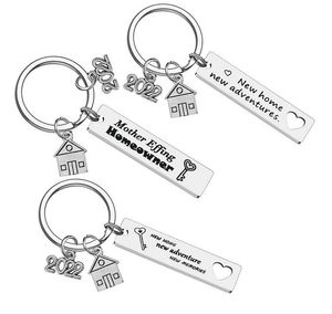 Rostfritt stål Husuppvärmning Key Chain Pendant Family Love Keychains Creative House Bagage Decoration Key Ring 12*50mm
