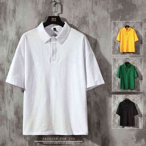 Summer New Classic Mens Polo Shirts Cotton Soft Short Sleeve Polo Shirts Black White Yellow Green 4XL 5XL G220512