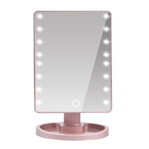 Kompakta speglar Makeup Mirror med LED kosmetisk pekskärm Ljus Dimmer Switch Stand för stationär bordsskiva badrum resor portableCompakt