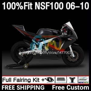 Honda 유리 섬유 NSF100 NSF 100 06-10 10DH.31 NSF-100 06 07 08 08 09 10 NS-F100 2006 2007 2008 2009 2010 주입 곰팡이 광택 검은 색을위한 유리 파이버 경주 차체