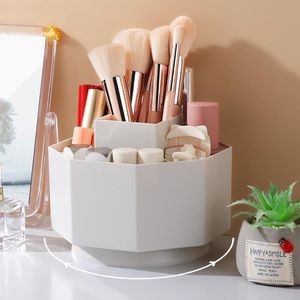 Storage Boxes & Bins Multifunction 360° Rotating Pen Holder Pencil Makeup Bucket Cosmetic Box Compartment Desktop Organizer Office BathroomS