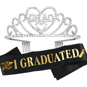 Party-Dekoration 2022 Graduierte Satin-Schärpe Graduate Grad Gold Crown Schultergurt für Schulfeier Graduation Supplies PO-Requisiten