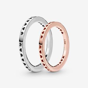 Nuovo marchio 100% 925 Sterling Silver Logo e dettaglio cuore Anello per le donne Fedi nuziali Accessori per gioielli di moda