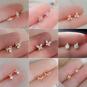 Stud Silver Mini Kristal Kelebek Tatlı Küpe Çiçek Kıkırdağı Tragus Lob Teen Ear Piercing Jewelrystudstud