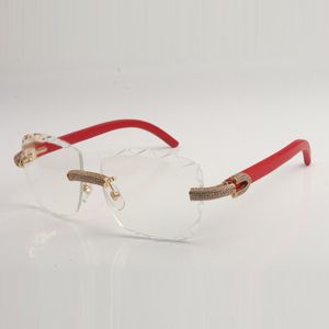 Yeni yoğun elmas tasarım kesilmiş şeffaf lens gözlük çerçevesi 3524028 Saf doğal ahşap tapınaklar unisex boyutu 56-18-135mm ücretsiz ekspres