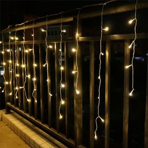 クリスマスライトアウトドアデコレーション5メートルドループ0.30.5m LEDカーテンシクルストリングイヤーウェディングパーティーガーランドライトY2010202020