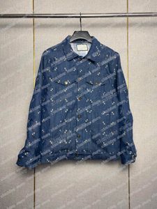 22SS Männer Frauen Designer Jacken Denim Mantel große Buchstaben Jacquard Revers Hals Paris Streetwear Schwarz Blau S-XL