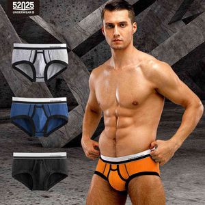 52025 Men cueca cuecas de 3 pacote de algodão modal de modal respirável cuecas sexy com tiras de mosca T220816