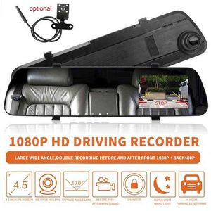 Schermo Ips Car Dvr Specchio Dash Camera Dash Cam Dual Lens Videocamera automatica Full HD Registratore in streaming Specchietto retrovisore J220601