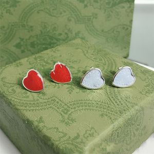 orecchini con lettere a bottone smaltati rossi e blu ad incastro orecchini in argento 925 moda semplice amore femminile