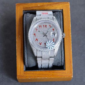 Volldiamant-Herrenuhr, automatische mechanische Uhren, 40 mm, mit diamantbesetztem Stahl-Damenmode-Armbanduhr-Armband, Montre de Luxe