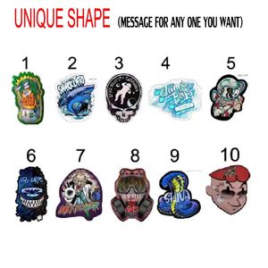 Unique shape die cut 3.5g 7.0g Flower Mylar bags smell proof zipper package WHITE CHERRY GELATO GORILLA GLUE CEREAL MILK SHARKLATO