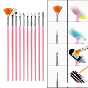 Spazzole per unghie Gel Polish Pheration Pinting Liner Nail Art Draw Stampa Brushes Set Manicure FAI DA TE Strumento Punto Dotting