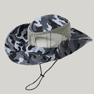 Wide Brim Hats Camouflage Men Women Sun Visor Cowboy Summer Foldable Mountaineering Travel Fishing Sun-shade Straw Hat Scot22