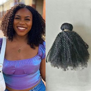 Cambodian Afro Kinky Curly Bundles 2pcs 8A Remy Human Hair Natural Black Weaves for Black Women