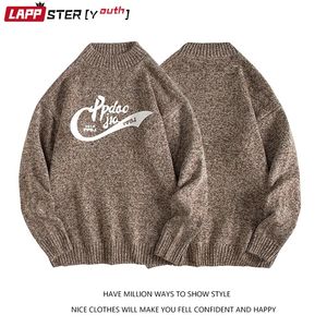 Lappster-youth Men Letter Harajuku خمر سترة متشابكة الرجال رجال أزياء كورية غير رسمية للذكور الضخمة الذكور 5XL 220812