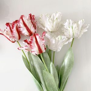 3d الببغاء tulip اليد ترطيب محاكاة الزنبق فو الزهور واحد الحرير زهرة المنزل بونساي الديكور ترتيب باقة زهور اصطناعية