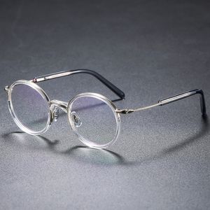 Solglasögon designers Pure Titanium Optical Recept Eglasses Frame Women High Quality Acetate Glasses Retro Round Eyewear Men