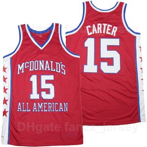 Film McDonalds All America Basketball Vince Carter Trikots 15 Teamfarbe Orange Auswärts atmungsaktiv für Sportfans Hemd aus reiner Baumwolle Universität Top-Qualität im Angebot